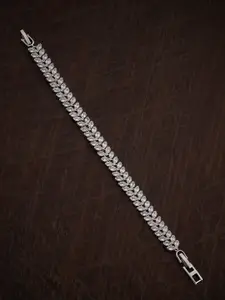 Kushal's Fashion Jewellery Rhodium-Plated Cubic Zirconia Wraparound Bracelet
