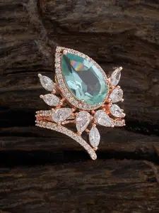 Kushal's Fashion Jewellery Rose Gold Plated Cubic Zirconia Stone Studded Finger Ring