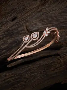 Kushal's Fashion Jewellery Silver Rose Gold-Plated Kada Bracelet