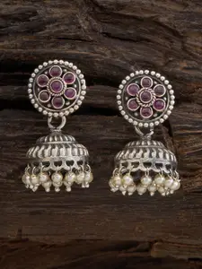 Kushal's Fashion Jewellery Rhodium-Plated Jhumkas