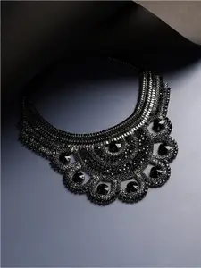 SOHI Silver-Plated Crystals Statement Necklace