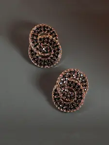 SOHI Gold Plated Stone Studded Contemporary Stud Earrings