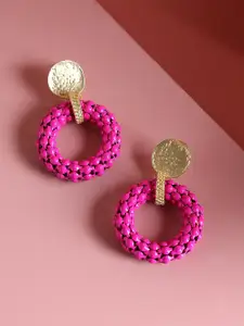 SOHI Gold-Plated Circular Drop Earrings