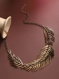 SOHI Gold-Plated Statement Leaf Necklace