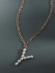 SOHI Pearls Y Alphabet Necklace