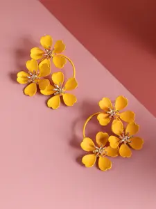 SOHI Gold Plated Floral Drop Earrings
