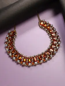 SOHI Gold-Plated Crystals Necklace