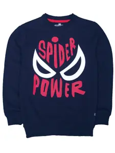 KINSEY Boys Spiderman Typography Printed Pullover Sweatshirt