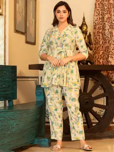 FASHION DWAR Floral Printed Top With Trousers