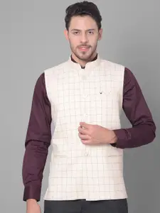 Canary London Checked Slim Fit Formal Nehru Jacket