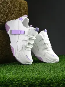 The Roadster Lifestyle Co. Women White & Lavender Lace-Up Running Shoes