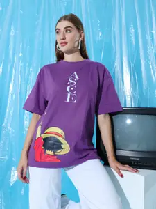 Stylecast X Hersheinbox Printed Oversized Longline Cotton T-shirt