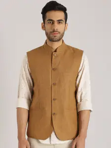 Indian Terrain Slim Fit Pure Linen Nehru Jacket