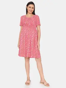 Zivame Floral Printed Pure Cotton Maternity Nightdress