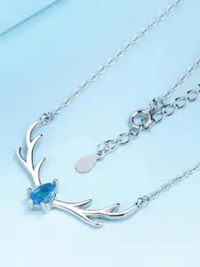 MYKI Silver-Plated CZ-Studded Reindeer Pendant Chain