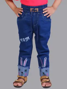 A-Okay Girls Slim Fit High Rise Mildley Distressed Embroidered Stretchable Jeans