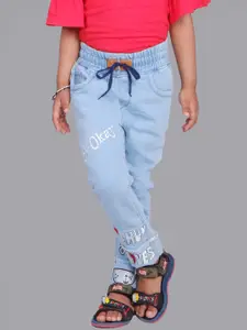 A-Okay Girls Typography Embroidered Slim Fit Clean Look Heavy Fade Cotton Jeans