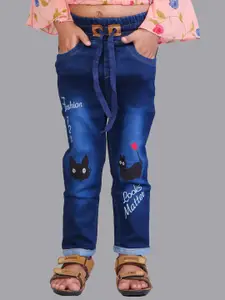 A-Okay Girls Slim Fit High Rise Heavy Fade Clean Look Embroidered Stretchable Jeans