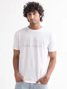 RARE RABBIT Typography Printed Cotton Slim Fit T-Shirt