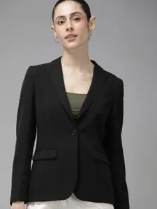 Van Heusen Woman Women Solid Regular Fit Single-Breasted Blazer