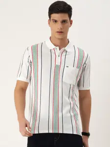 Peter England Men Striped Polo Collar Pockets T-shirt