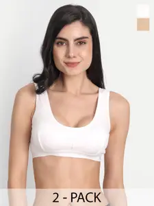 Aimly Pack Of 2 Non-Padded Full Coverage All Day Comfort Cotton Sports Bra