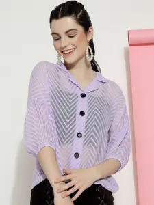 CLEMIRA Self Design Drop Shoulder Sleeves Shree Shirt Style Top
