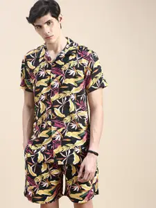 SHOWOFF Tropical Printed Cuban Collar Shirt with Shorts
