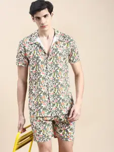 SHOWOFF Floral Printed Cuban Collar Shirt with Shorts