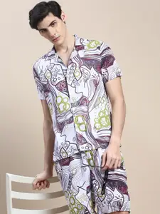 SHOWOFF Abstract Printed Shirt With Shorts