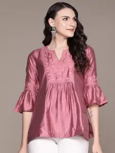 aarke Ritu Kumar Floral Embroidered Pleated Kurti