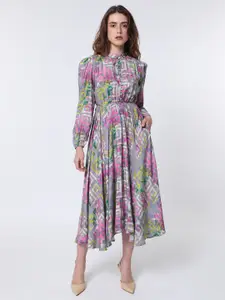RAREISM A-Line Geo Floral Midi Dress