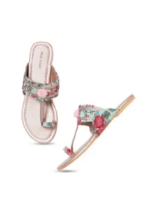 Marc Loire Ethnic Embroidered One Toe Flats