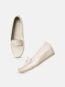 Marc Loire Women Textured Lightweight Comfort Insole Horsebit Loafers