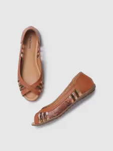 Marc Loire Textured Peep Toes Ballerinas