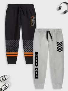 Trampoline Boys Pack Of 2 Typography Printed Cotton Joggers