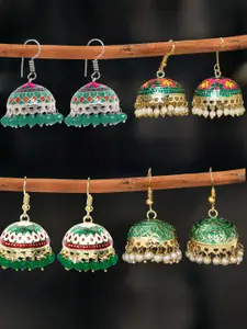 OOMPH Set Of 4 Beaded Dome Shaped Jhumkas