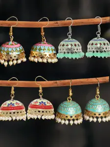 OOMPH Set Of 4 Beaded Dome Shaped Jhumkas