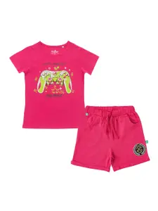 JusCubs Girls Printed Pure Cotton T-shirt With Shorts
