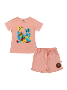 JusCubs Girls Printed Pure Cotton T-shirt With Shorts