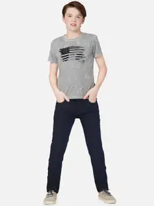 Gini and Jony Boys Regular Fit Mid Rise Dark Shade Clean Look Cotton Jeans