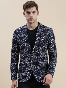 SHOWOFF Printed Slim-Fit Single Breasted Casual Blazers