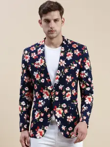 SHOWOFF Floral-Printed Slim-Fit Single Breasted Casual Blazers