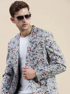 SHOWOFF Floral-Printed Single Breasted Formal Blazers