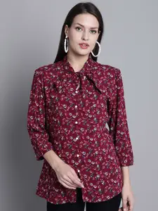 Cantabil Floral Printed Tie-Up Neck Top