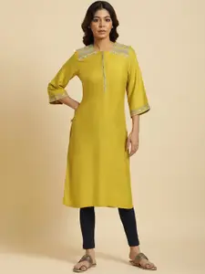 W Women Ethnic Embroidered Round Neck A-Line Kurta