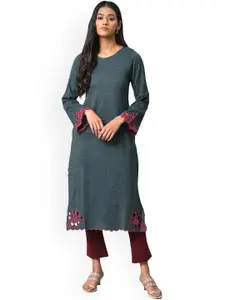 W Round Neck Flared Sleeve Aryclic A-Line Kurta