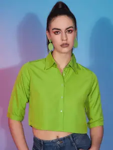 Funday Fashion Spread Collar Opaque Crepe Casual Shirt