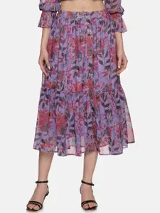 ISU Floral Printed Tiered Midi Skirt