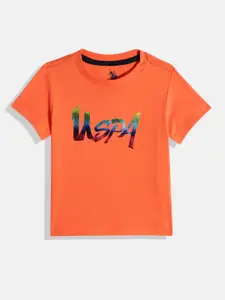 U.S. Polo Assn. Kids Boys Brand Logo Foil Print Knitted Pure Cotton T-shirt